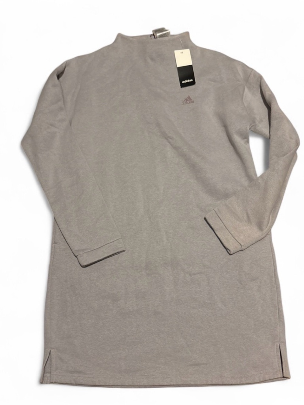 Adidas Women's GLAM-ON Mock Neck DRESS Glory Grey Size Small NWT